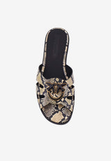 PINKO Logo-Plaque Leather Slides Black