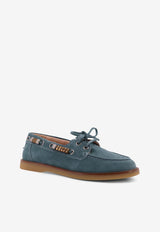 PINKO Logo-Plaque Leather Loafers Blue