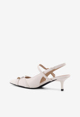 PINKO 50 Logo-Plaque Leather Pumps White