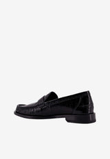 Fendi Logo-Plaque Leather Loafers Black
