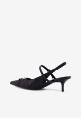 PINKO 50 Logo-Plaque Leather Pumps Black