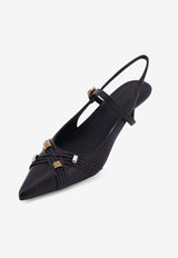 PINKO 50 Logo-Plaque Leather Pumps Black