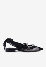 PINKO Logo-Plaque Leather Ballet Flats Black