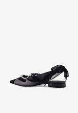 PINKO Logo-Plaque Leather Ballet Flats Black