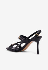 PINKO 80 Leather Stilettos Sandals Black