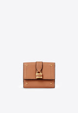 Chloè Metal Lock Leather Wallet Brown
