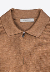 Zip-Up Wool Polo Sweater