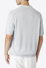 Linen-Blend Knitted Polo T-shirt