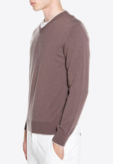 V-Neck Cashmere Knit Sweater