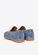 Suede Loafers with Engraved-Logo