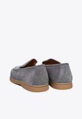 Suede Loafers with Engraved-Logo