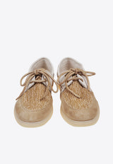 Raffia and Suede Derby Shoes