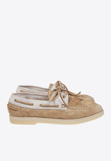 Raffia and Suede Derby Shoes