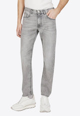 Washed Straight-Leg Jeans