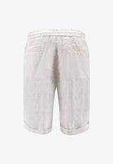 Brunello Cucinelli Logo-Embroidered Bermuda Shorts White M243DU0020C2200_Neve_40000168