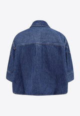 Givenchy Logo-Embroidered Denim Shirt Blue