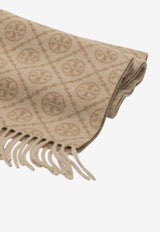 Wool sand Cashmere Logo Scarf