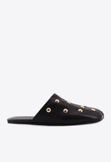 Stud-Embellished Leather Slides