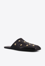 Stud-Embellished Leather Slides