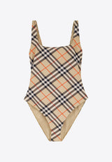 Checked One-Piece Swimsuit
