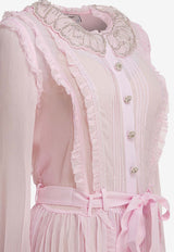 Pleated Georgette Midi Dress