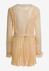 Pleated Georgette Mini Dress
