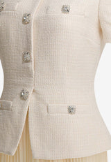 Bouclé Midi Dress with Pleated Skirt