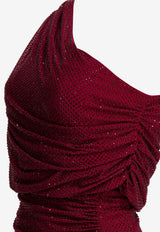 Draped Midi Dress with Rhinestones