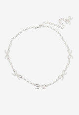 Crystal-Embellished Bows Necklace