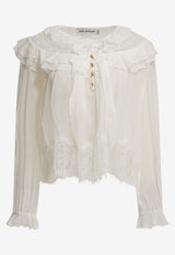 Georgette Lace Long-Sleeved Blouse