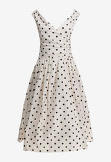 Polka-Dot Flared Midi Dress