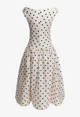 Polka-Dot Flared Midi Dress