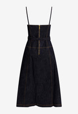Denim Flared Midi Dress