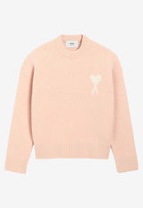AMI PARIS Ami De Coeur Intarsia Wool Sweater Pink UKS836KN0135_6807