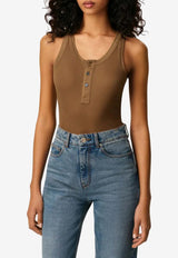 Buttoned Placket Tank Top