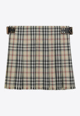 Check-Pattern Wool Mini Skirt