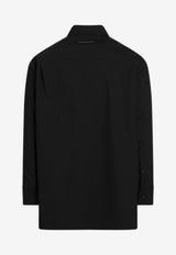 Label Wool-Blend Long-Sleeved Shirt