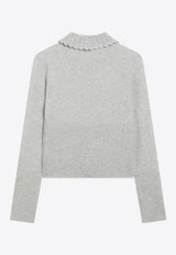 Logo-Embroidered Wool Cardigan
