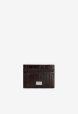 Crocodile-Embossed Leather Cardholder