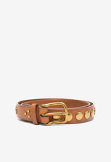 Jérôme Dreyfuss Festival Calf Leather Riveted Belt Brown 44CEINTFVA_Chêne