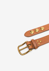 Jérôme Dreyfuss Festival Calf Leather Riveted Belt Brown 44CEINTFVA_Chêne