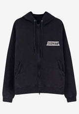 Balenciaga Masking Tape Logo Zip-Up Sweatshirt Black 850338TTVL71041_FADED WASHED BLACK_44824449