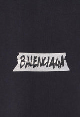 Balenciaga Masking Tape Logo Faded T-shirt Black 764235TTVL61041_FADED WASHED BLACK_44824336