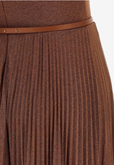 Elisabetta Franchi Belted Plisse Maxi Dress Brown ABR1661E2600_Leather Brown_41973121