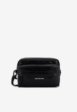 Balenciaga Logo Print Leather Camera Bag Black 8455921VG871000_Black_48028983