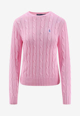 Polo Ralph Lauren Cable Knit Logo Sweater Pink 211971869010_CARMELPINK_48136870