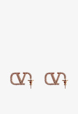 Valentino VLogo Crystal Earrings Gold 8W2J0G73YCWMH5_ORO 18/CRYSTAL SILVER SHADE_42176814