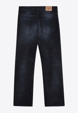 Washed-Effect Straight Jeans