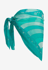 Iris-Print Tie-Up Cover-Up