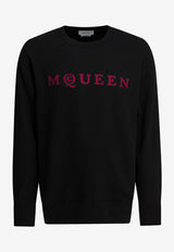 Alexander McQueen Embroidered Logo Sweatshirt Black 857107QXAAC1000_1c9fc79d-099a-4966-b27d-c550de4ff135